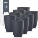 Wheat Straw Cups 8 PCS Good Alternative to Plastic Reusable Cups 12 oz Unbreakable Drinking Cup Reusable Dishwasher Safe Water Plastic Glasses Deep Grey