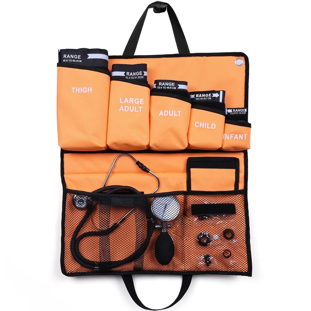 LotFancy Aneroid Sphygmomanometer Stethoscope Kit, 5-in-1 Manual Blood Pressure bp Cuff, for Infant, Child Pediatric, Adult, Large Adult, Thigh Cuffs, Portable Carrying Case Included