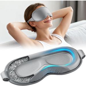 Weighted Eye Mask for Sleeping - Sleep Mask for Women & Men, Blackout 3D Contoured Sleeping Mask for Side Sleeper, Zero Pressure Soft Night Eye Cover with Adjustable Strap for Travel, Gray (1 Count (Pack of 1))