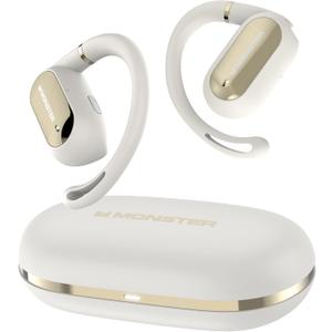 Monster Open Ear AC322, Bluetooth 5.4 Headset, 36H Battery Life, IPX5 Waterproof, Clear Communication, Ergonomic Design, Ear Angle Adjustable, Not Easy to Fall Off Wireless Bluetooth Headset.White