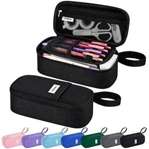 Large Pencil Case Pouch for Girls Boy Kids Children, Big Capacity Canvas Pencil Bag, Office College School Multi Compartment Zipper Stationery Pen Bag 