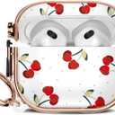 for Apple Airpods 3rd Generation Case Cover, Protective TPU Soft Cases Cover Rugged for Airpods 3rd Case Cover, Shockproof for Airpods 3 Case Men Women with Keychain,Cherry Dot
