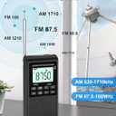 Pocket Radio with AM FM-1200mAh Rechargeable Radio-Portable Transistor Radio with Best Reception, Bluetooth Receiver,5W Big Speaker,LCD Screen,Earphone Jack,Support SD Card and USB Player for Jogging