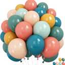 Boho Rainbow Balloons 60 Pcs Retro Teal Blue Blush Pink Dark Light Orange Yellow Sage Green Dusty Blue Balloon Colorful Balloons for Thanksgiving Fall Autumn Baby Shower Decor Safari Birthday