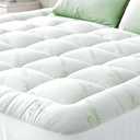Ultra Soft 60x80 Inches Mattress Topper - Viscose Made from Bamboo Pillow Top Mattress Pad for Back Pain Relief - Naturally Cooling for Hot Sleepers, Green