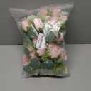 tyoungg 6 PCs Artificial Pink Rose Eucalyptus Pillar Candle Rings Wreath Weddding Banquet Reception Table Centerpiece Spring Home Decor (6, Pink)