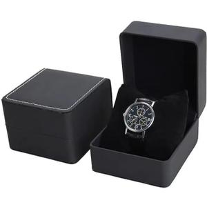 Watch Box, PU Leather Watch Case, Gift Boxs With Cushion For Most Watches, Smart Watch & jewelry,Watch Organizer as Gifts For Birthday, Men and Women (1, Matte Black)