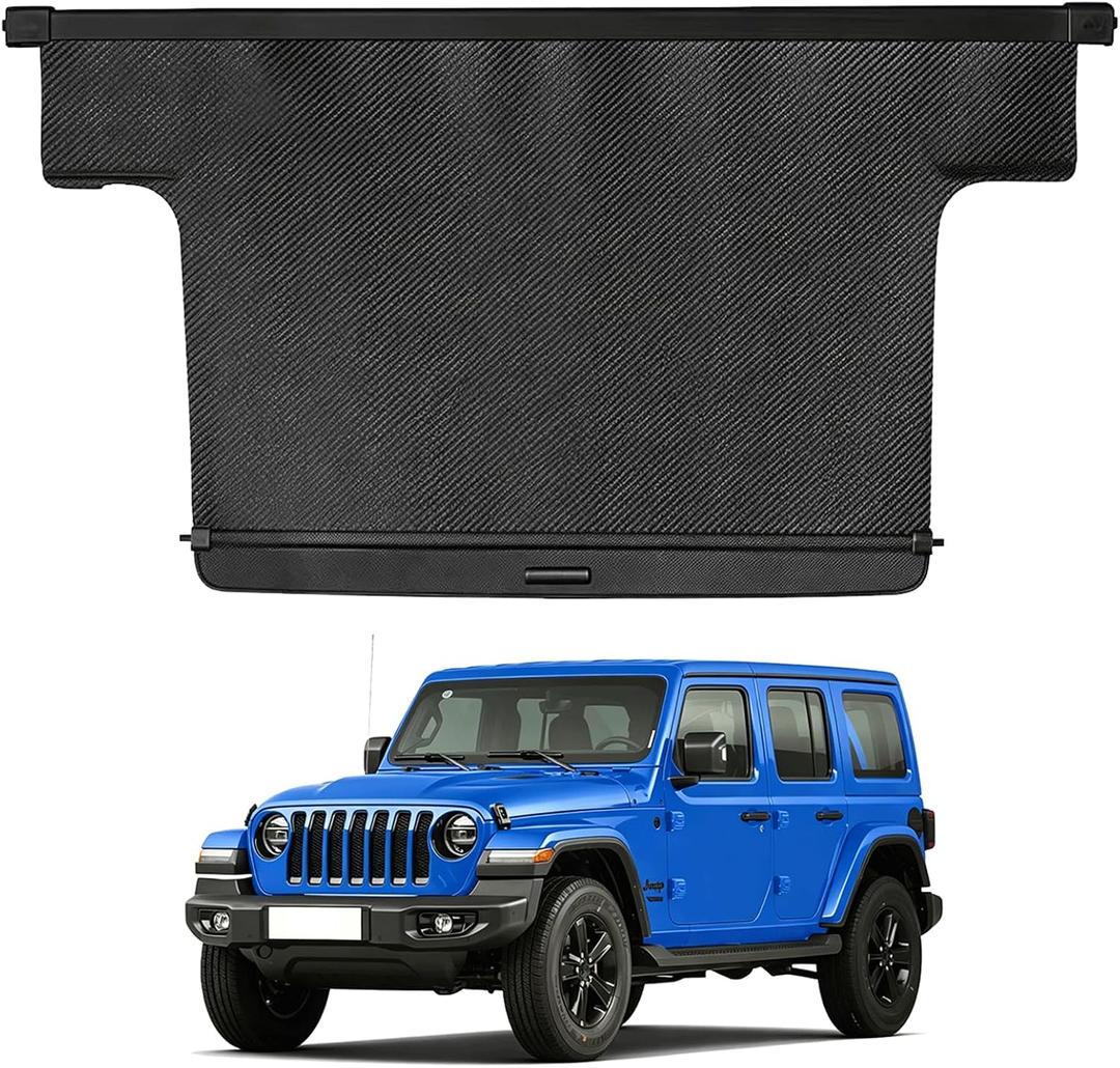 VIWINLA® Retractable Trunk Cover Compatible with 2018-2024 2025 2026 Jeep Wrangler Cargo Cover Rear Trunk Security Cover Wrangler Accessories Privacy Screen Cover