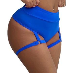 Women's Yoga Shorts with Garters High Waist Slim Sexy Bodycon Booty Dance Hot Pants Bandage Workout Butt Lifting (US, Alpha, X-Large, Regular, Regular, Blue)