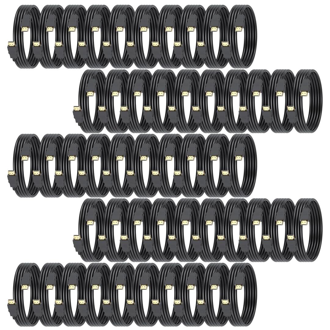 4K HDMI Cables 3FT 50-Pack, High Speed HDMI 2.0 Cable Shielded Cord with Ethernet Support 4K@60Hz, 2K, HDR, ARC, 3D Compatible with Monitor, Roku/Fire TV, Laptop, PS5/4, Blu-ray