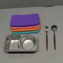 BRIGHTWORLD 4 PacK Stainless Steel Snack Containers with Silicone Lids, 2 Compartment Snackle Box Container, Leak-Proof Reusable Metal Food Storage Container for Travel, School, Meal Prep, Camping