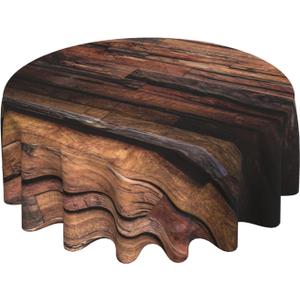 Wood Round Tablecloth 60 Inch Washable Reusable Decoration Table Cover for Kitchen Party
