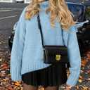 PRETTYGARDEN Women's 2025 Fall Oversized Sweaters Turtleneck Casual Long Sleeve Chunky Knit Pullover Tops Winter Clothes (Light Blue, Medium)