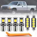 12pcs White LED Interior Light Bulbs Kit for Chevy Silverado/GMC Sierra 1999 2000 2001 2002 2003 2004 2005 2006 Super Bright 6000K LED White Interior Bulbs Light Package + Install Tool