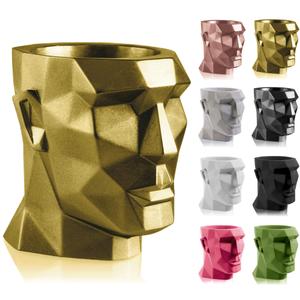 2 x CONCRETTE Apollo Head Planter, Unique Novelty Flower Pot, Sculpture, Home or Garden Decor, Indoor/Outdoor (Classic Gold)