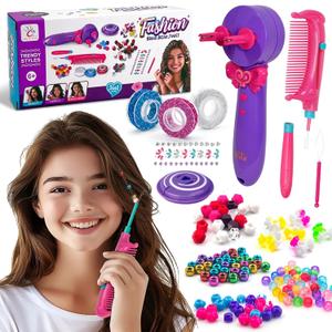 Hair Braiding Decoration Tool for Girls, Automatic Hair Twister Kit with 3 Styling Modes, Fun DIY Accessory Maker for Kids Braids, Creative DIY Bead & Thread Decorator, Gift for Ages 3-12