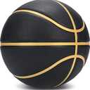 Dakapal Rubber Basketball Size 5 for Teens Adults Indoor Outdoor Basketballs for Game Gym Training Competition Sports Streetball Gift for Boys Girls Youth (Black&Gold/Deflated)