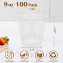 BYSNOW 100 Pack 9 oz Clear Plastic Cups With Flat Lids No Hole, Disposable Dessert Cups with Lids for Ice Cream, Pudding, Fruit, Cold Drinks, Cake, Snacks, Yogurt Parfait