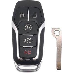 Key Fob Case Shell Fit for Ford Explorer Edge Mustange Fusion 5 Buttons Replacement Keyless Entry Remote Smart Key Fob Cover Casing with Button Pad & Uncut Key Blade Blank