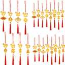 24 Pcs Chinese New Year Horse Decorations Bulk Lunar New Year 2026 Red Tassel Ornaments with Wealth Success Good Luck Hanging Decorations for Gifts Home Car Decor