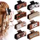 8 Pcs Western Hair Claw Clips Gifts Leather Highland Cow Print Large Hair Claw Clips Western Accessories Christmas Supplies for Women Long Short Hairstyle Gifts(Highland)