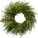 Somikis 24 Inch Christmas Wreaths for Front Door, Real Touch Norfolk Pine & Cedar Wreath for Winter Indoor & Outdoor Porch Windows Wall, Realistic Artificial Wreath Home Decor