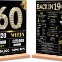 60th Birthday Party Decorations for Women Men, Black Gold Back in 1965 Birthday Decor Poster Acrylic Table Sign, 60th Birthday Party Supplies, Double-Sided