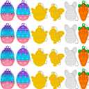 24 Pcs Easter Mini Push Pop Bubble Fidget Toy, Keychain Bubble Pop Desk Toy, Fidget Keychain Relieve Anxiety Stress Pop Fidget Toy