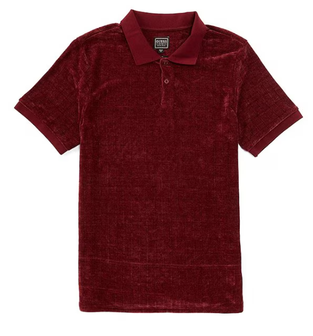 Guess Short Sleeve Parker Velour Polo Shirt Size Small, 