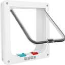 Safety Pet Door with 4 Way Lock, Weatherproof Cat Flap for Sliding Door, and Wall(X-Large, Outer Size 11 * 9.8 * 0.78in)