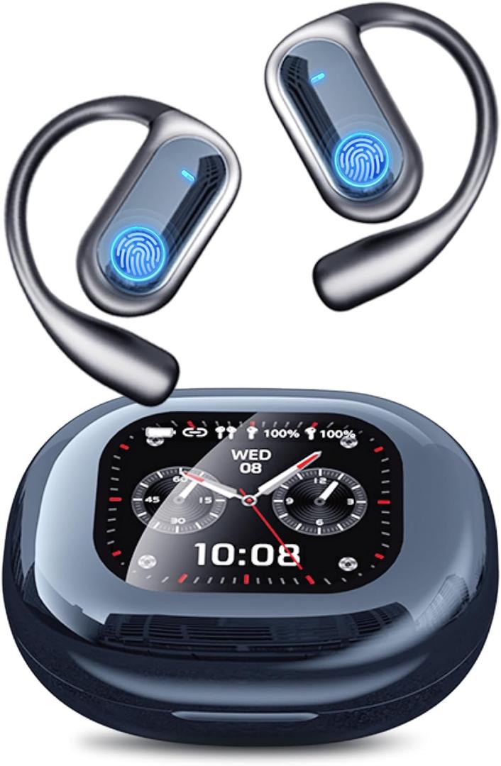 AI Translation Earbuds, Bluetooth 5.4 OWS Headphones with LCD Touch Screen, Real-Time Translator for 144 Languages & Accents, Audifonos Traductores Ingls Espaol, Ideal for Travel Business Learning