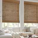 LazBlinds Cordless Bamboo Roman Shades, Light Filtering Window Treatment, Roll Up Bamboo Blinds for Windows, 45'' W x 60'' H