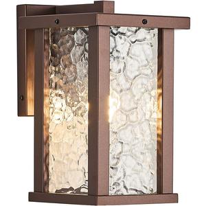Outdoor Wall Sconce E26 Base Metal Frame - Brown Exterior Light Fixture with Clear Glass, Waterproof Porch Wall Mount Lighting for Garage, Patio(Bulb not Included)