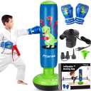 Fitense Kids Punching Bag, 63 Inch Inflatable Punching Bag, Kids Boxing Bag for Boys Girls Age 6-12, Dinosaur Ninja Boxing Set Christmas Birthday Toys for Karate