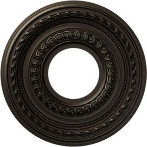 Ekena Millwork 10"OD x 3 1/2"ID x 3/4"P Cole Thermoformed PVC Ceiling Medallion (Fits Canopies up to 4 1/4"), Metallic Black Night