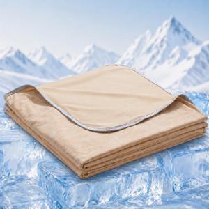 Twin XL Size Cooling Blanket for Hot Sleepers - Lightweight Breathable Cool Cold Blanket - Keep Cool for Night Sweats, Soft Thin Ice Blankets for Bed Couch Sofa, (Khaki, 60"x90")