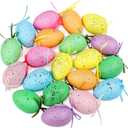 Elcoho 20 Pieces Multicolored Spotted Easter Egg Hanging Ornaments Easter Egg Hanging Decoration Ornaments Decor for Home Office Party Supplies Gifts