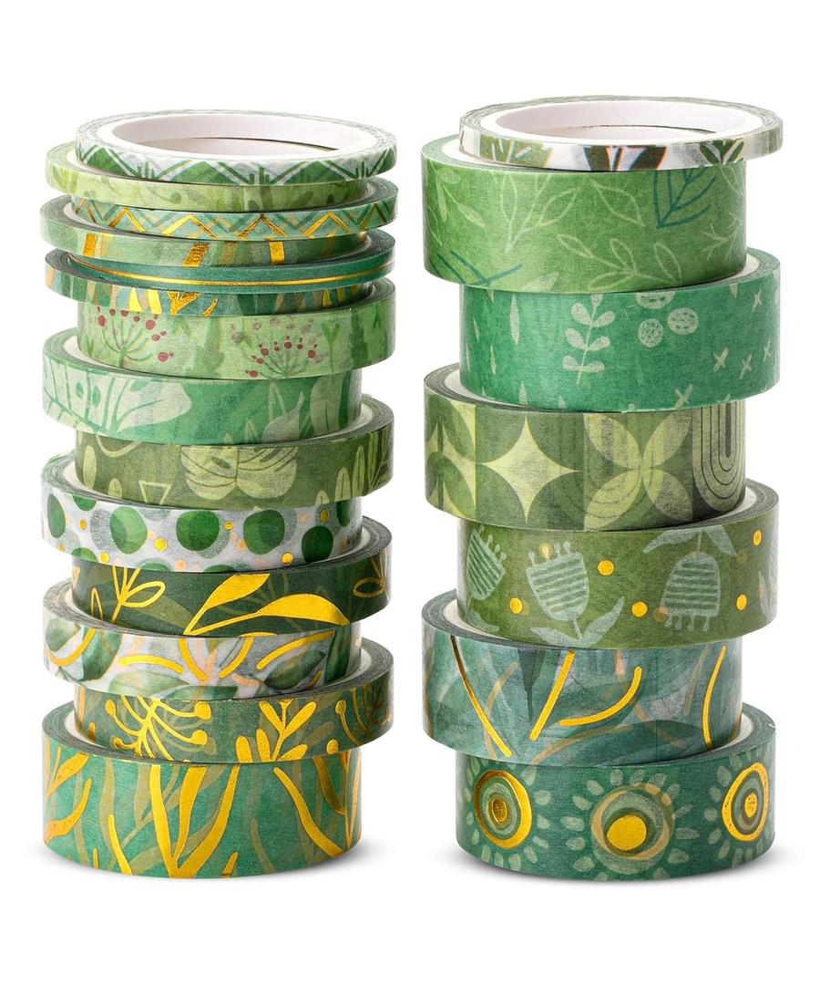 Mr. Pen- Washi Tape Set, 21 Rolls, Greenery Summer Design, Decorative Tapes With Tape Measure for Journaling, Scrapbooking, and Crafts