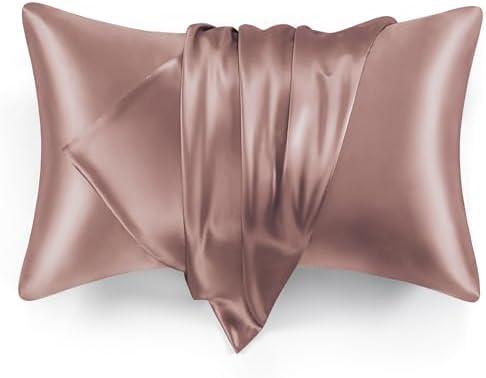 Love's cabin Satin Pillowcase for Hair and Skin, Similar to Silk Pillow Cases 2 Pack, Pillow Cases Standard Size Set of 2, Satin Cooling Pillow Covers with Envelope Closure, 20x30 Inches, Burlwood
