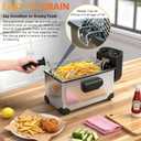 CATTLEMAN Immersion Deep Fryer with Basket, 1600W, 3L Small Deep Fryer with Timer Control, Fryer Pot for Home Use, Temperature Control, Lid with Viewing Window, Stainless Steel Electric Fryer