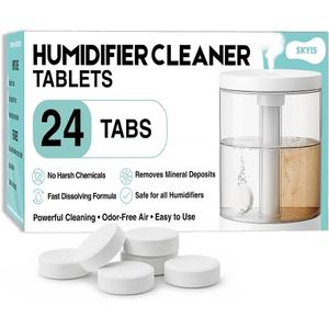 Humidifier Cleaning Tablets & Descaler 24 Pack, Removes Hard Water Scale, Mineral Deposits, White Dust, Demineralization Cleaner for Levoit, Vicks, Dyson, Dreo Humidifiers