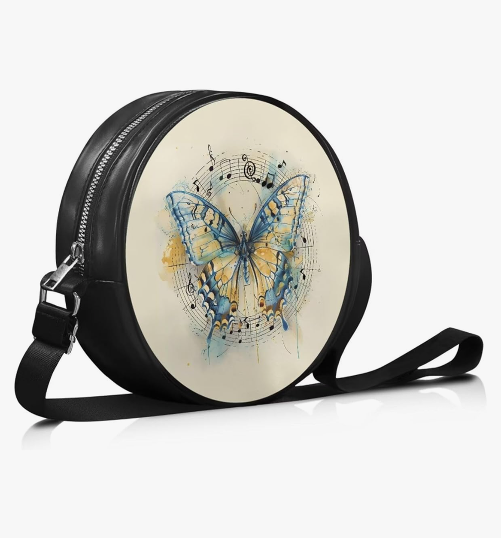 Round Clutch Purses for Women, Leather Shoulder Crossbody Circle Purse Wallet with Adjustable Strap