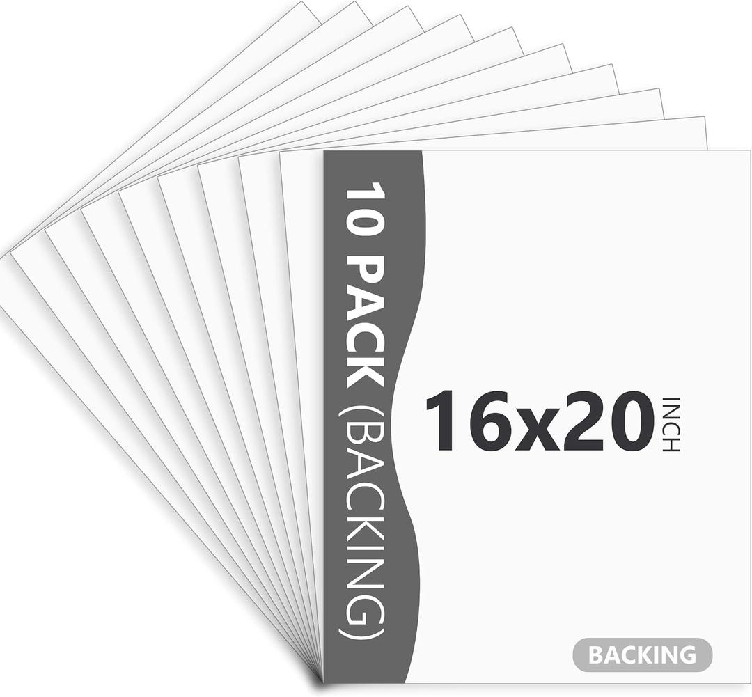 10 Pack 16x20 White Backing Boards, Uncut Mat Board 16x20, Acid Free Backerbords for 11x14 Photos, Pictures, Artwork and Paints