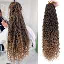 ZRQ 8 Packs Boho Faux Locs Crochet Hair 24 Inch Ombre Goddess Locs Croceht Braids, Pre Looped Boho Goddess Loc,Curly Bohemian Locs With Curly Ends Hair Extension T27#