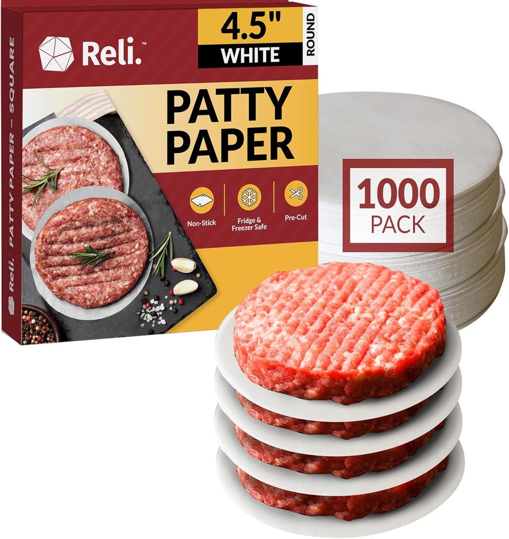 Reli. Hamburger Patty Paper (1000 Pack) (4.5 Inch Round) | Wax Paper | Food Grade Patty & Parchment Non-Stick Sheets for Burger Press/Separating Frozen Patties,Restaurant-Grade (4.5")