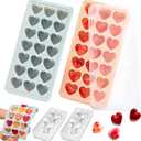 2 Pack Heart Shpaed Ice Cube Trays with Lids, 42 Holes Silicone Heart Ice Cube Molds for Whiskey, Cocktail, Fun Shapes Ice Cubes, Chocolate, Candle, Candy, Jelly, Jello - with Lids Bins