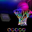 Glow in The Dark Basketball Net, Solar-Powered LED Lighted Nylon Basketball Hoop Net with Remote Control, Waterproof, Multi-Mode Lighting for Nighttime Outdoor Basketball, Kids & Adults (white)