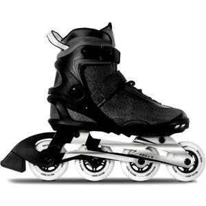 RollingBunny Inline Skates PRO for Adult Women - ABEC-9 Bearing with Breathable Lining for Male Female, Optional Brake, Black (USW8)