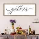 FZMHASLWW Gather Sign Wall Decor 40"15" Large Wooden Framed for Dining Room Simple Home Kitchen Hanging Art (Wood)