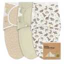 3-Pack Organic Baby Swaddle Sleep Sacks - Swaddles for Newborns, Infant 0-3 Months, Baby Girls, Boys, Soft & Snug Newborn Sleep Sack, Nursery Swaddling Blankets (Dino Ridge)